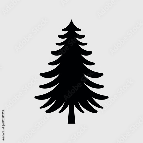 Pine Tree Silhouette Icon – Ideal for Badges, Emblems, and Labels
