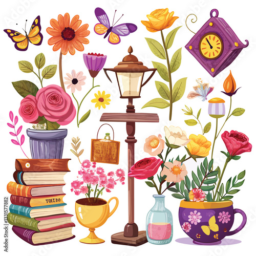Set of weekly or daily planners and diaries vector flat illustration. Cute sticker template decorated with cartoon images and trendy lettering. Signs, symbols, and objects for scheduler or organizer