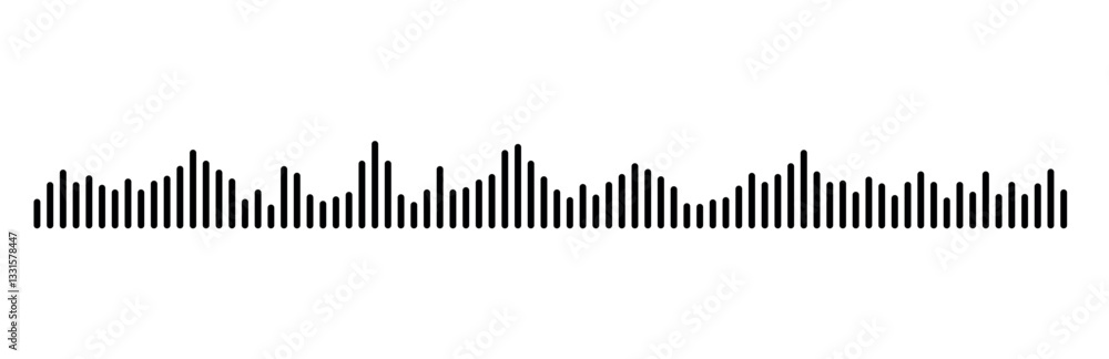 Abstract sound wave visualization, Audio waveform displaying sound frequencies over time in black and white Abstract sound wave visualization, Audio waveform displaying sound frequencies over time in black and white
