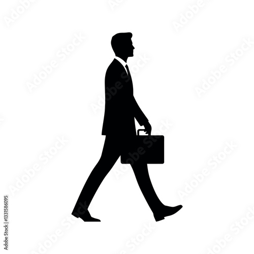 Business Man Walking Silhouette - Iconic Corporate and Professional Design
