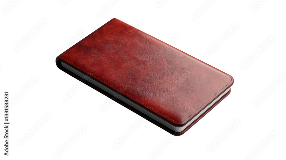 Leather notebook lying flat on a surface with a smooth texture and sleek design for organization Leather notebook lying flat on a surface with a smooth texture and sleek design for organization