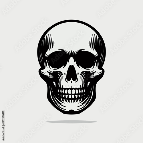 "Caveira em estilo de design de logo vetorial minimalista preto, com uma forma elegante e simples em fundo transparente e isolado de clipart, em formato vetorial, ideal para branding ousado."