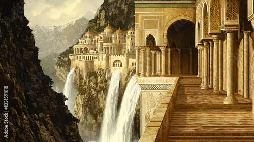 Mountain Palace Waterfall Scenic View