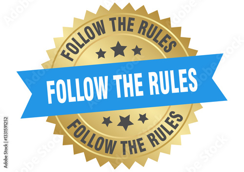 follow the rules. follow the rules round blue and gold label isolated on transparent background