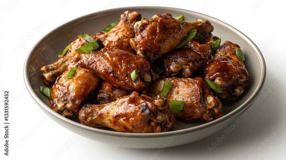 Savory Barbecue Chicken Wings Garnished with Fresh Green Onions Savory Barbecue Chicken Wings Garnished with Fresh Green Onions