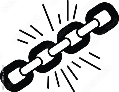 chain is shown with a bright light shining on it