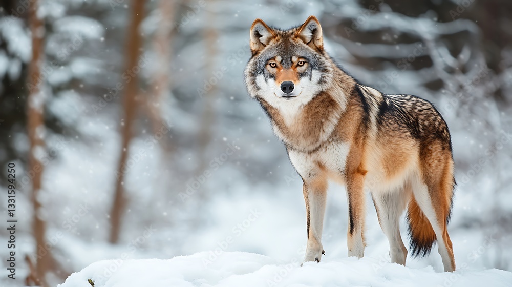 Naklejka premium Majestic Wolf in Winter Wonderland