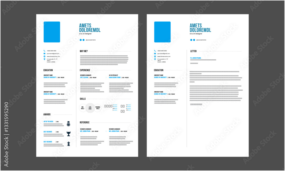 Obraz premium Clean Resume Layout, Minimalist resume cv template, Resume design template