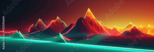 Vibrant Neon Digital Landscape in Futuristic Style