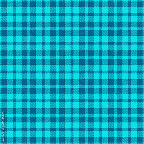 No people check pattern vector, tidy background tartan fabric. Tattersall seamless plaid texture textile in cyan and bright colors.