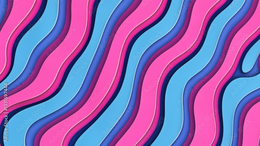 Abstract wavy lines, layered paper design, pink blue Abstract wavy lines, layered paper design, pink blue