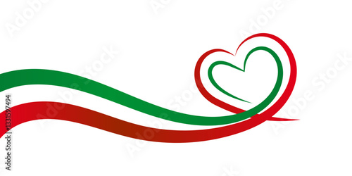 Italian Flag Heart Red, Green, Love, Design, Symbol, Italy, Patriotic, Abstract, Graphic, Waves
