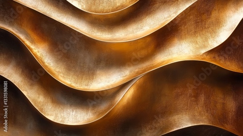 Abstract golden waves create an artistic backdrop with luxurious textures