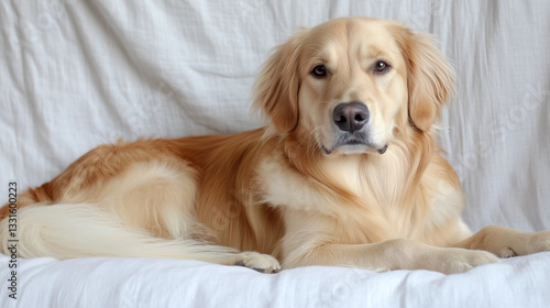 Golden Retriever Portrait: A Gentle Gaze in Soft Light, Capturing Canine Warmth and Simplicity