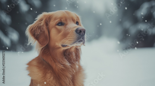 Golden Retriever Portrait: A Gentle Gaze in Soft Light, Capturing Canine Warmth and Simplicity