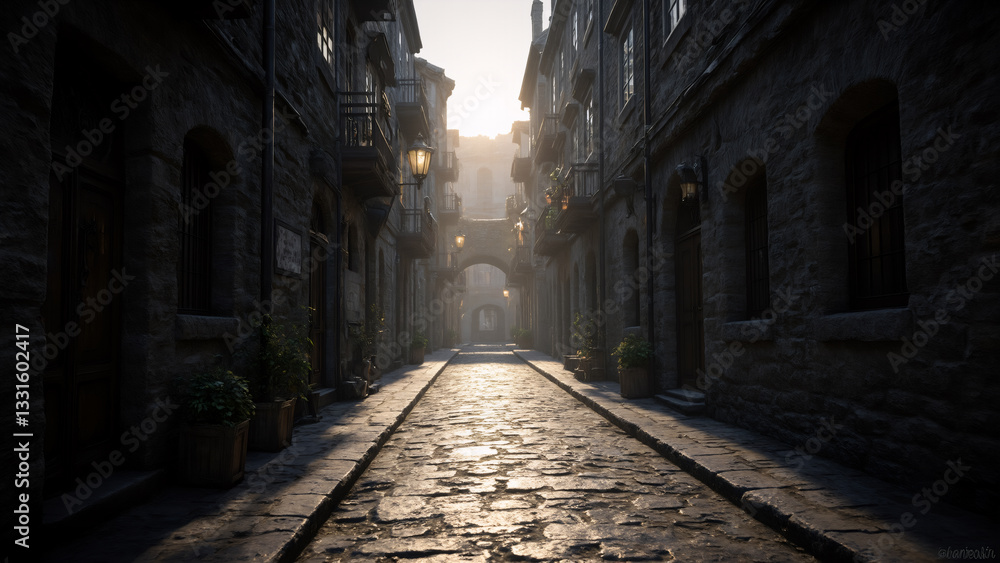 Fototapeta premium The old lane at dusk