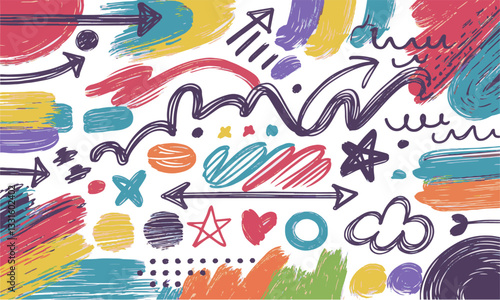 Wallpaper Mural Modern vector-style hand-drawn illustration of colorful brushstroke elements, easily editable. Torontodigital.ca