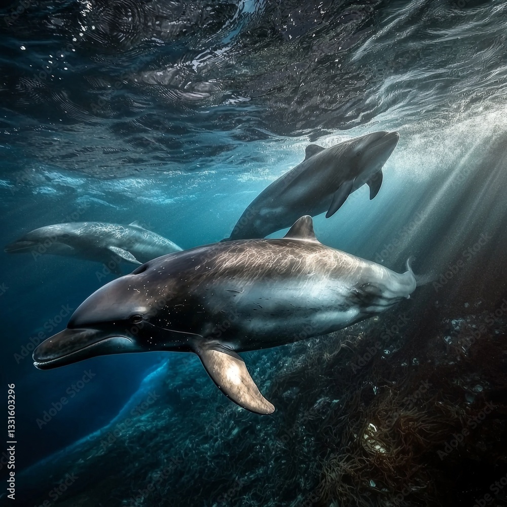Obraz premium A glimpse into the life of vaquitas in the Gulf of California.