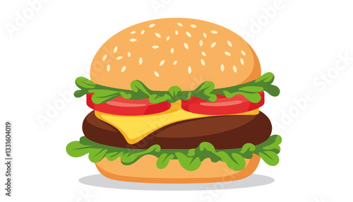 Stylized burger illustration with geometric patterns, food design