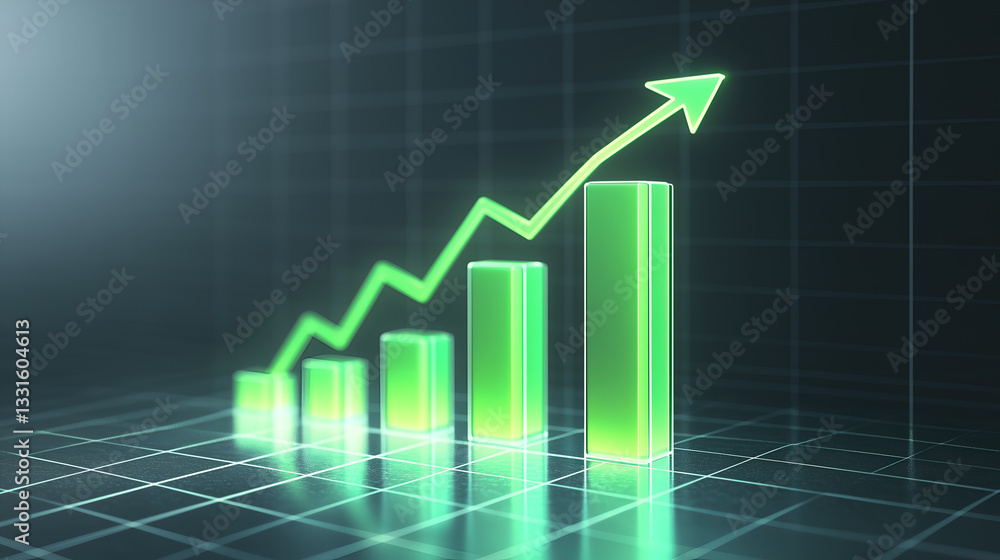Futuristic Financial Bar Graph with a Rising Growth Trend Futuristic Financial Bar Graph with a Rising Growth Trend
