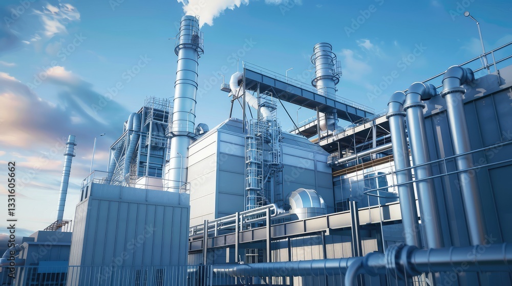 Modern Industrial Factory with Steel Structures