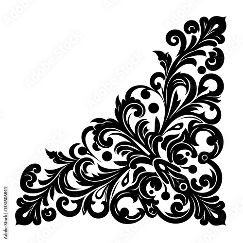 Obraz na płótnie Intricate black and white floral design in corner decoration showcasing elegant patterns and details w salonie