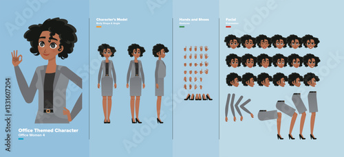 Vector Illustration of casual office man character, with adjustable body pose and facial expression for animation and illustration design purposes.