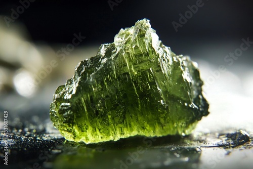Discover the allure of raw moldavite crystals, known for their stunning green hue.