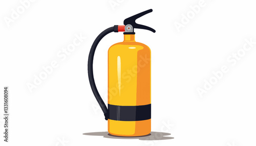 Bright yellow fire extinguisher on clean white background, safety concept