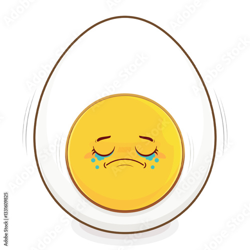 egg boiled crying face cartoon cute