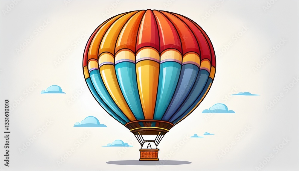 Obraz premium colorful hot air balloon illustration on a white background ideal for travel adventure or festival themes in brochures and digital media perfect for inspiring wanderlust and exploration