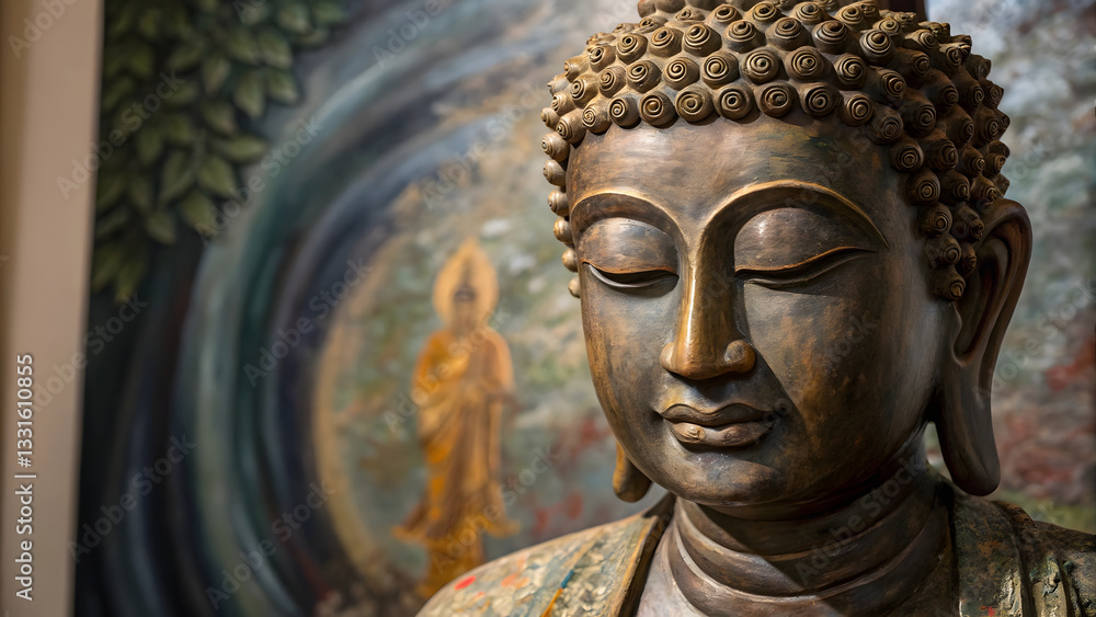 custom made wallpaper toronto digitalBuddha sculpture embodies ancient spiritual peace