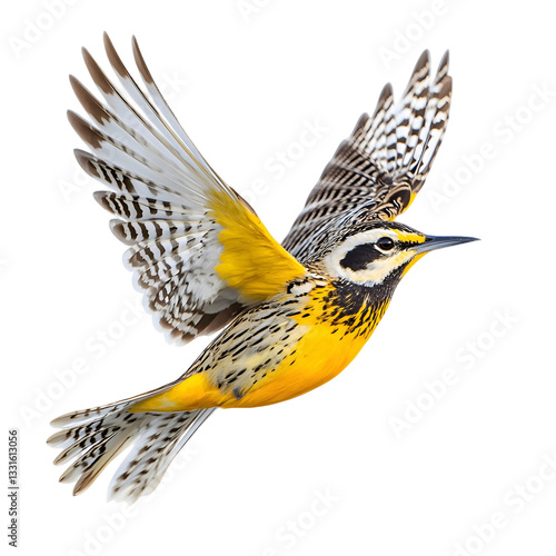 Elegant western meadowlark with wings outstretched
