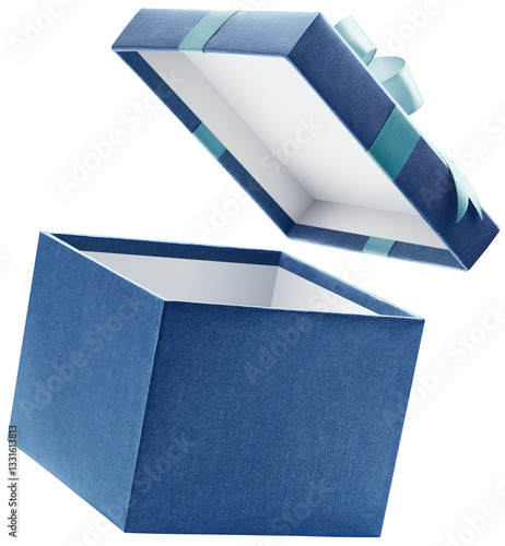 Naklejka Blue open gift box isolated