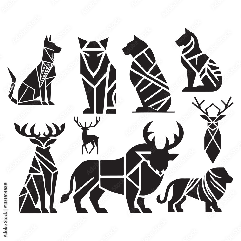 Fototapeta premium Black and white masks with Egyptian symbols in a stylish vector illustration of a woman, featuring silhouettes and doodle-like fashion icons