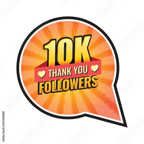 Thank you 10000 followers icon in flat style. Subscription amount vector illustration on isolated background. 10k follower sign business concept.