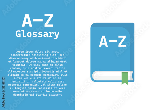 Glossary book icon in flat style. Guidebook encyclopedia vector illustration on isolated background. A-Z notebook sign business concept.