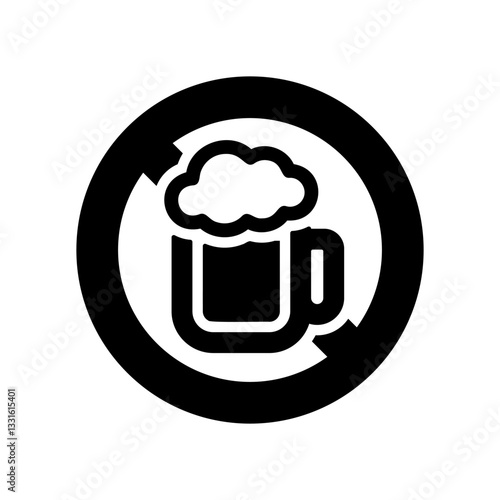 ビールと禁止マークのアイコンイラスト