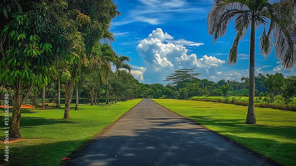 Obraz premium Path of Serenity A Winding Road Through Nature’s Beauty