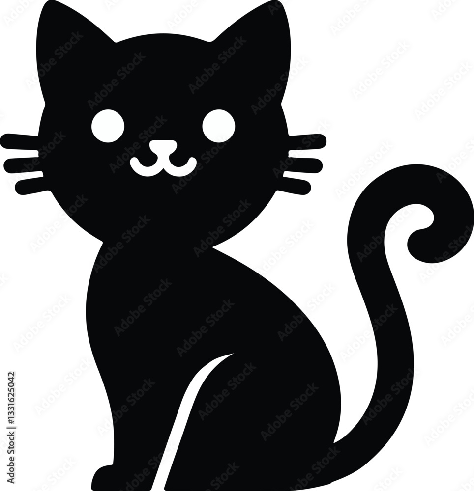 Funny cat vector silhouette in pose Funny cat vector silhouette in pose