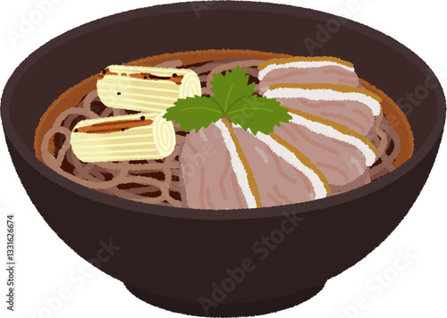 鴨南蛮そばのイラスト