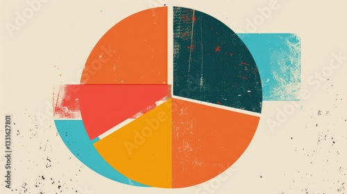 Vintage Abstract Pie Chart with Colorful Segments
