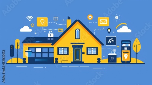 Modern Smart Home Technology Integration Illustration