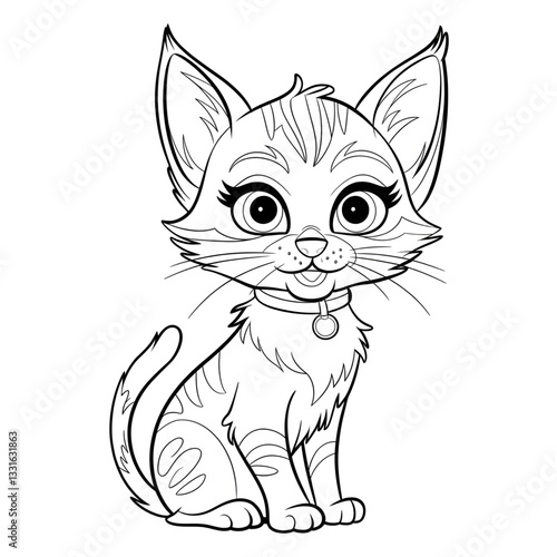 vector illustration of a cat coloring page 