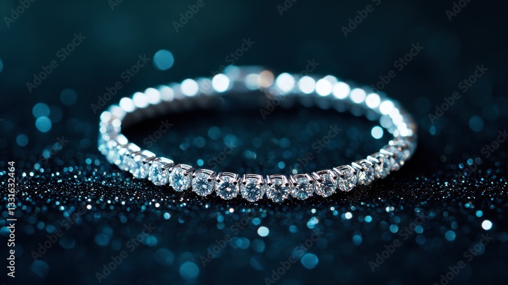 A small diamond bracelet displayed on a dark surface, creating a beautiful contrast with its sparkling stones. A small diamond bracelet displayed on a dark surface, creating a beautiful contrast with its sparkling stones.