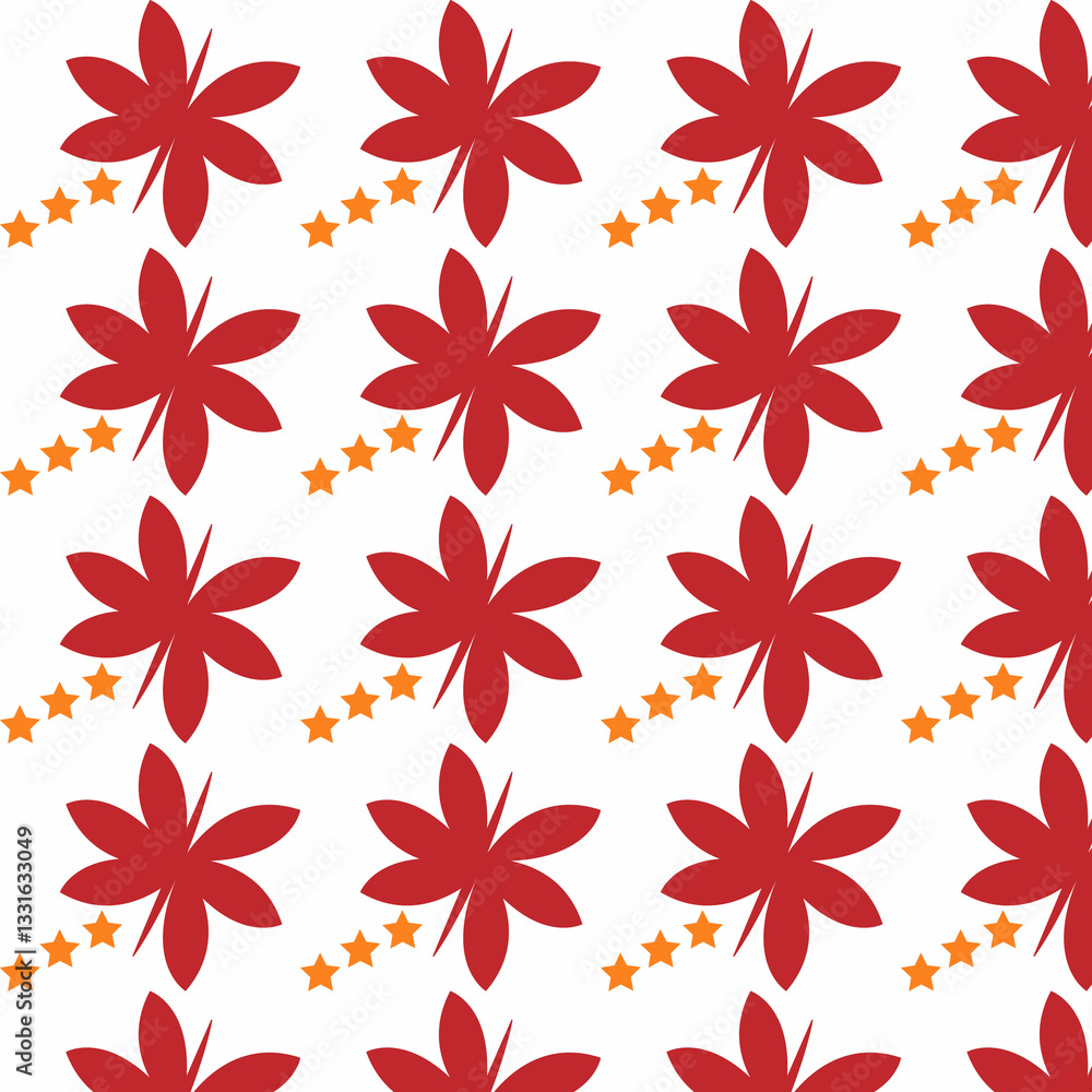 Fototapeta premium red leaf with new style a star for white background patterns art vector butterfly 