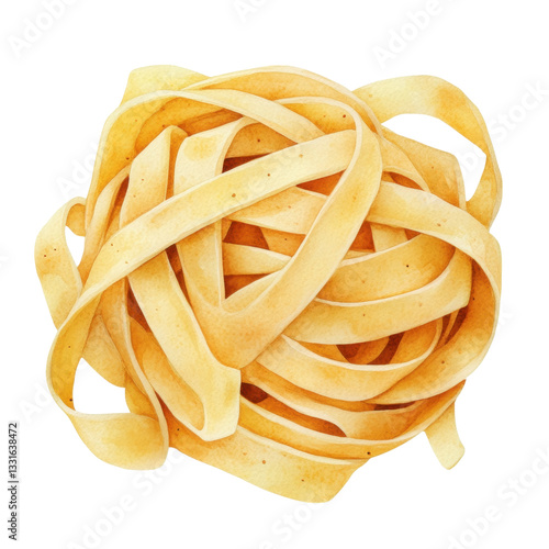 Delicate fettuccine pasta illustration, showcasing its smooth texture and warm color. Perfect for culinary designs and food related projects