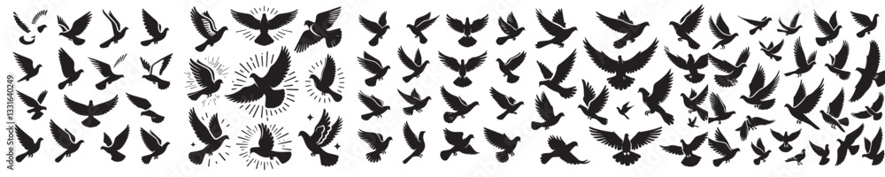 vector of a flock of flying doves vector of a flock of flying doves