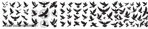 vector of a flock of flying doves