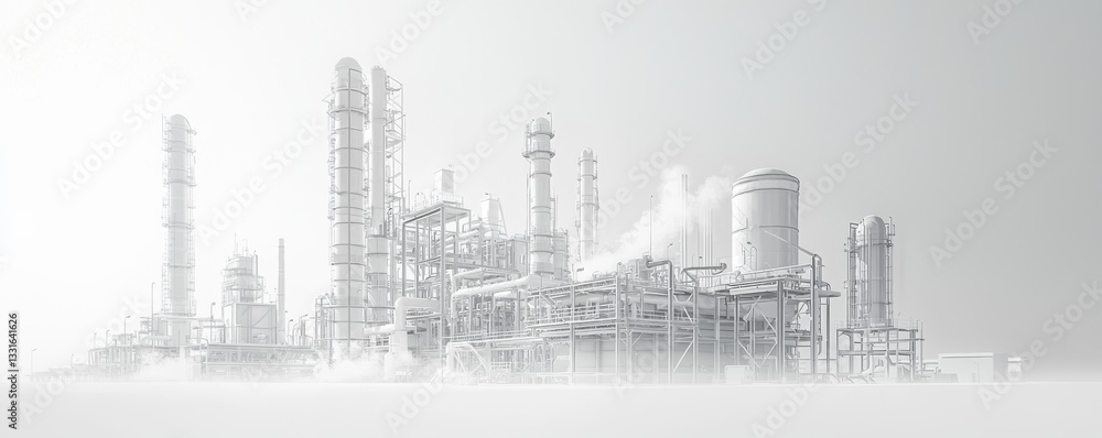Minimalist industrial landscape with smokestacks. Minimalist industrial landscape with smokestacks.